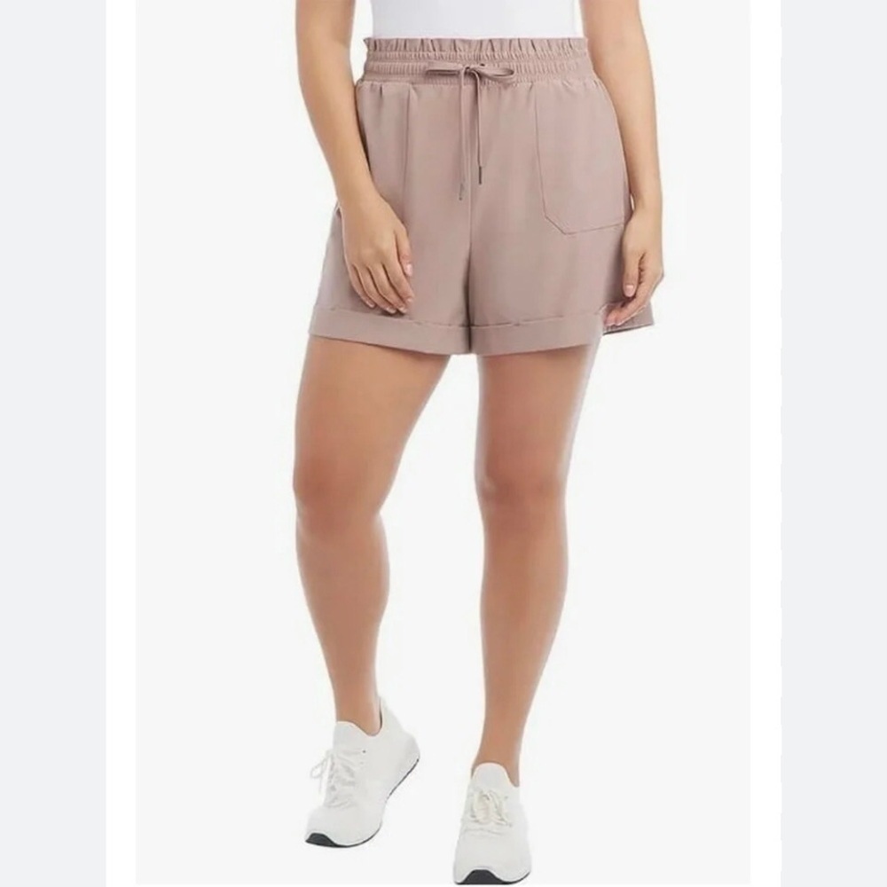 Danskin Women's Woven Paperbag Rolled Hem Shorts Plus Size XXL
